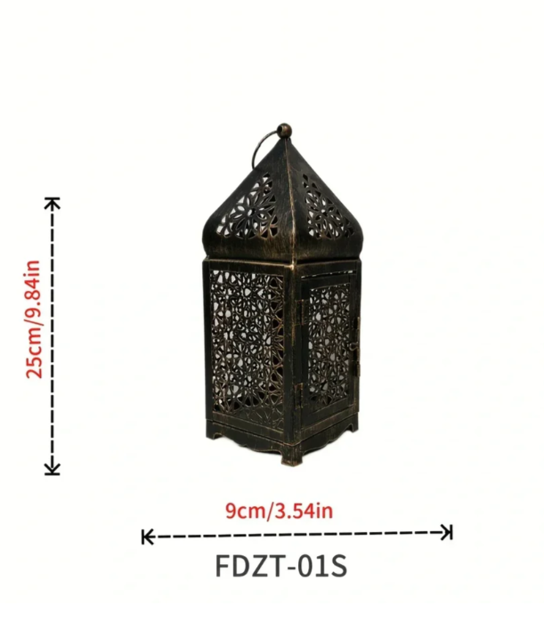 Farol portavelas de metal — 9 × 25 cm